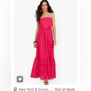 New York and Co Strapless Pink Maxi Dress